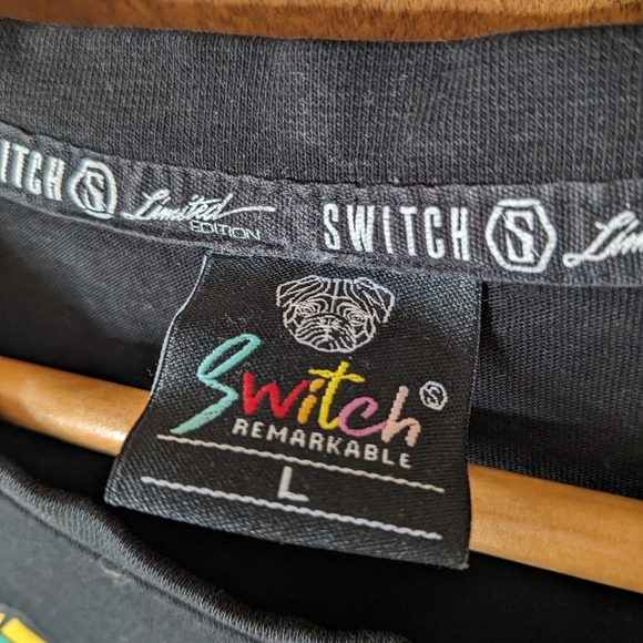 Switch Remarkable Patched Teddy Bear Embroidered Black T-Shirt - Picture 3 of 6